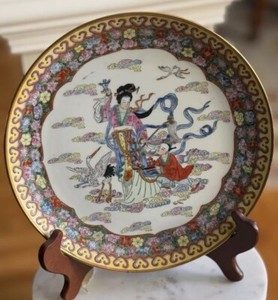 VINTAGE CHINESE HAND PAINTED PLATE - Signed On Back