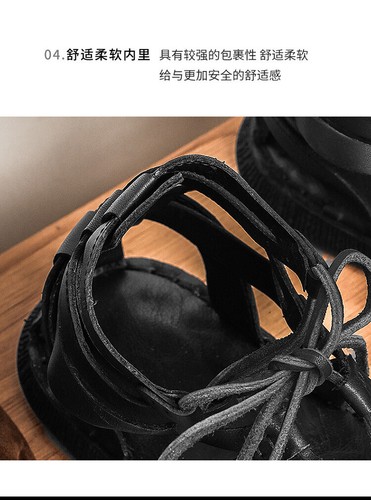 Sandali alti uomo pelle bovina coreana estate romana outdoor pelle scarpe da spiaggia - Foto 20 di 33