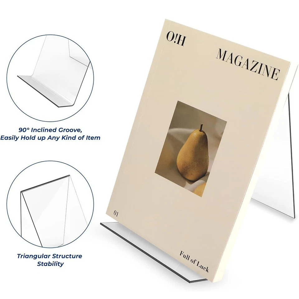 Soporte para libros de acrílico sin repisa 5 piezas para mostrar imágenes, libros, obras de arte Foto 3 de 4