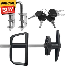 Shed Door Latch Kit with 5-1/2" Stem T-Handle Lock, 5 Keys and 2 Packs Spring Lo