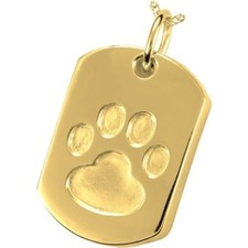Dog Tag Paw Ash Holder Cremation Urn Pendant Necklace Jewelry Gold Plated Silver