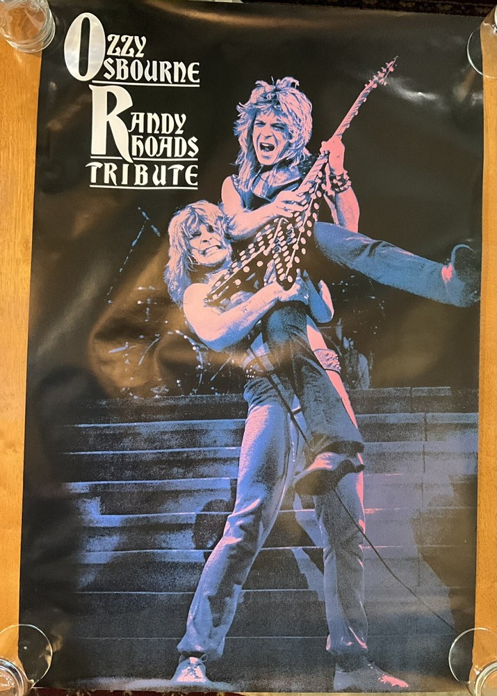 Vtg Ozzy Osbourne Randy Rhoads Tribute Poster 23.75”X 36