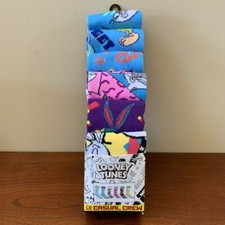 Loony Tunes Cartoon Character Crew Socks Pack of 6 Bugs Tweety Daffy Marvin
