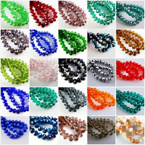 Wholesale Glass Beads Crystal Glass Cutting Beads Rondell Faceted Beads 4/6/8 - Picture 1 of 32