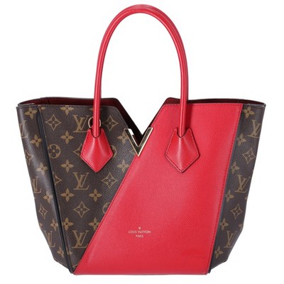 Louis Vuitton Monogram Kimono MM Brown Red Tote Bag Canvas