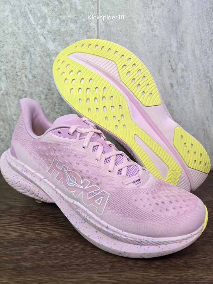 Hoka One One Mach 6 Men's Running Shoes Size 12 PinkTwilight/Lemonade - Image 2 of 4