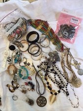 Over 3lb Lot Of Costume Jewelry scrap, some wearable