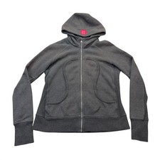 Rare Lululemon Scuba Hoodie 12 W Gray Full Zip Muladhara Tree Chakra Yoga Jacket