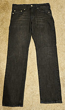 True Religion Men s Black Denim Jeans Relaxed Straight Stretch 5-Pocket Dark