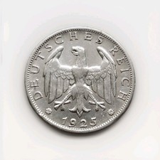 1 Reichsmark German Reich 1925 F Silver Weimar Republic 