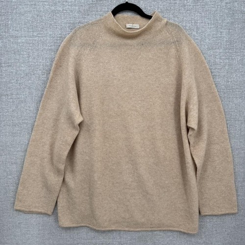 Ermenegildo Zegna Sweater Mens XXL 56 Beige Wool Camelhair Mock Neck Knit