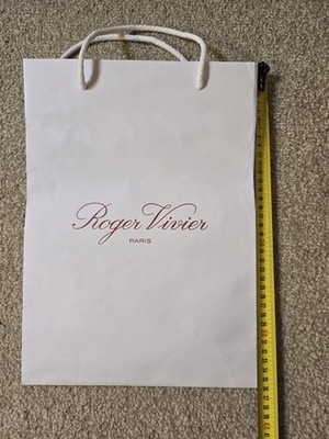 AUTHENTISCHE ROGER VIVIER weiße Papier Geschenk Tragetasche mit Seil Griffen Medium 26x36x12
