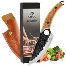 Japanese Chef Knife, Kaloo High Carbon Steel Hand Forged Butcher Viking Cleav...