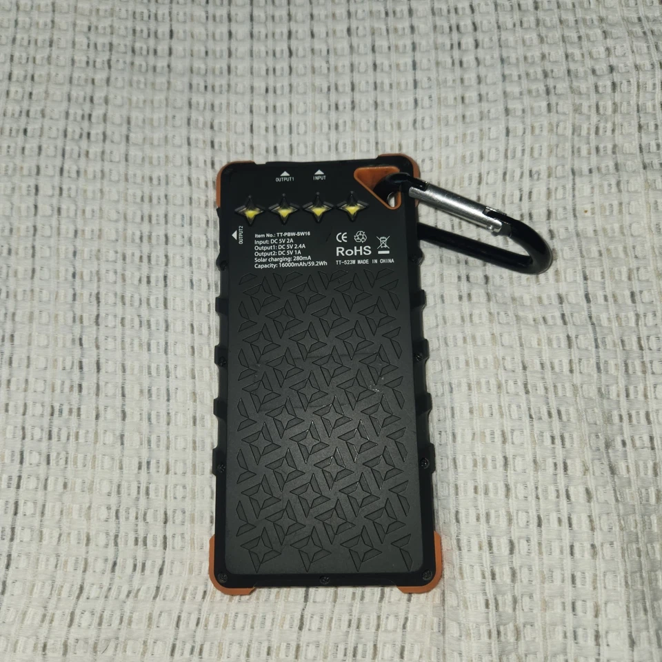 ToughTested Portable Power Bank 16000mAh w/ Solar Panel & Micro-USB Cable - Image 2 of 3