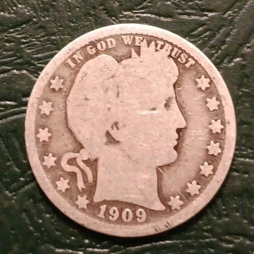 1909 D Barber Quarter 90% Silver