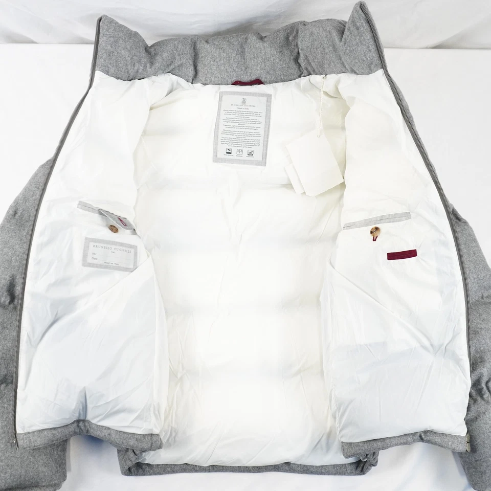 Brunello Cucinelli Wool Down  Hooded Puffer Jacket In Gray - Men's Size Medium - Image 3 of 4