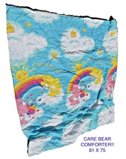 Care Bear Comforter Love-a-Lot  Sunshine Bear Catch some Fun TWIN 75 X 81" Vtg