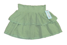 Cat & Jack Girl's Ruffled Layered Skort Size M (8) Smocked Waist Light Olive NWT