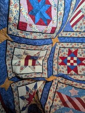 Patchwork Blanket Bedspread Wall Hanging Quilt 72" X90" Patriotic 4th Of July