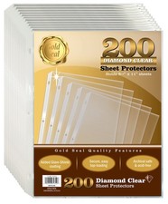 200 Count Diamond Clear Sheet Protectors with AntiGlare, 8.5 x 11 Topload
