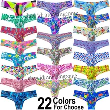 Men Printed Brazilian Bikini Underwear Enhance Bulge Pouch Mini Boxer Briefs