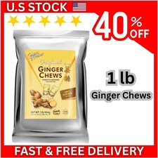 Original Ginger Chews,1 Lb Candied Ginger Candy Pack Ginger Chews Candy