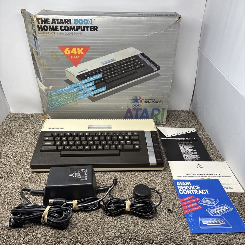 Vintage ATARI 800 XL 8-Bit Computer w/ Power Supply In Box Tested & Works