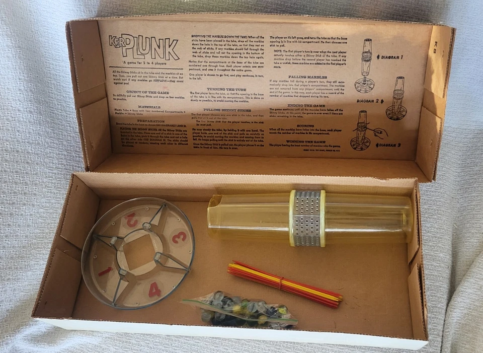 VINTAGE 1967 KERPLUNK GAME BY IDEAL TOYS With Cats Eye Marbles Complete 2415-8 - Image 3 of 4