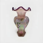 Fenton Champagne Satin Iridized Hand Painted Hexagonal Vase Special Order 1997