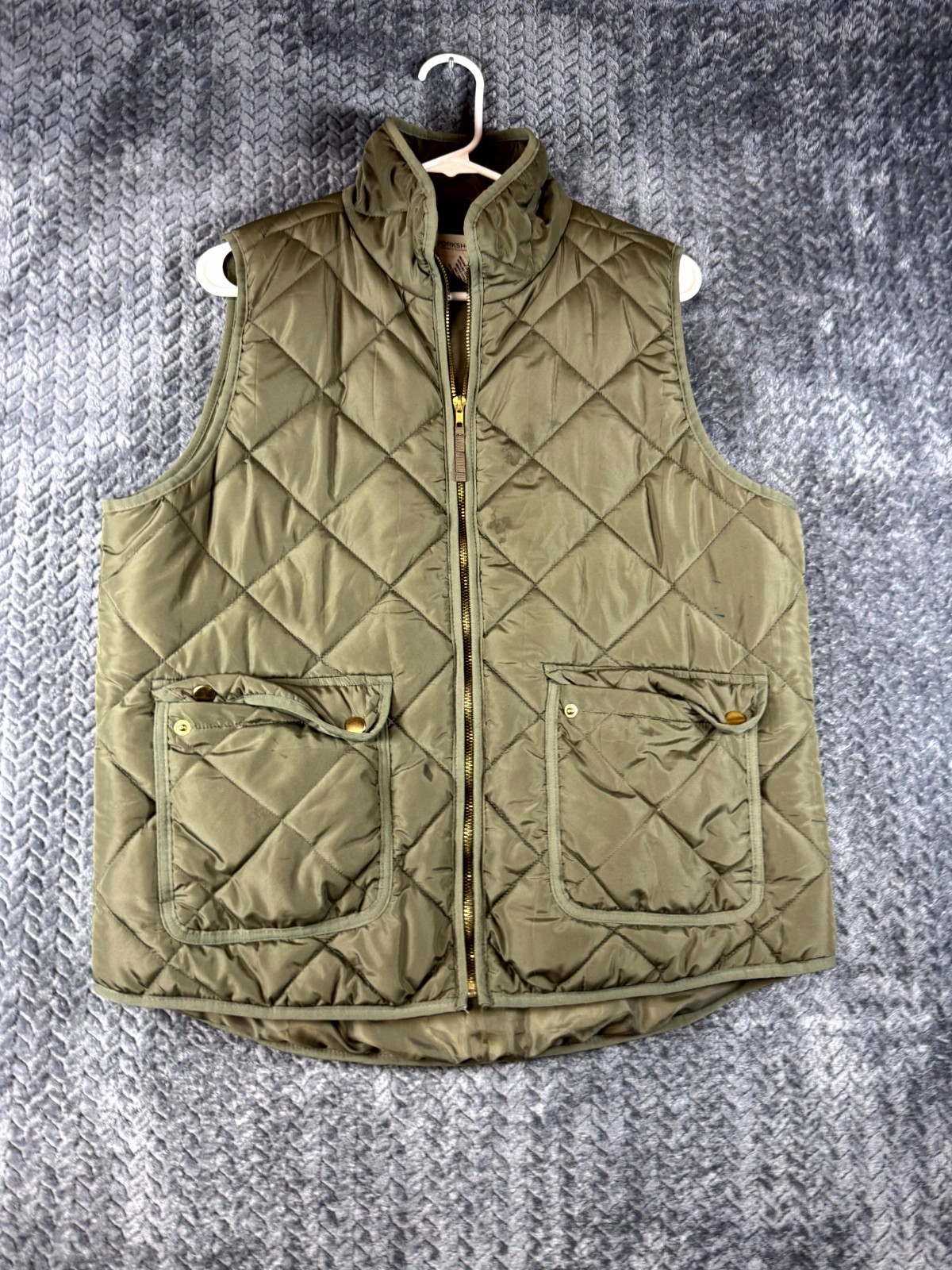 Workshop Republic Clothing Puffer Vest Womens Large Olive Quilted Full Zip