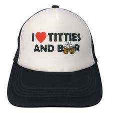 I Love Titties And Beer Snapback Trucker Hat Black One Size Adjustable Mesh Back