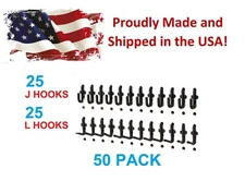 Plastic Black Peg Board Locking Hooks Kit 25 J & 25 L PEGBOARD NOT INCLUDED