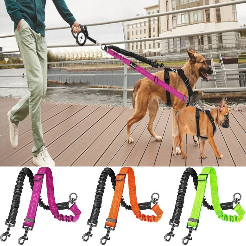 Nylon in Double Dog Leash No Messy Reflective Two Dog Lead Adjustable  Strap