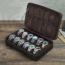 8/10/12 Slots Genuine Leather Watches Display Storage Box Watch Organizer Case