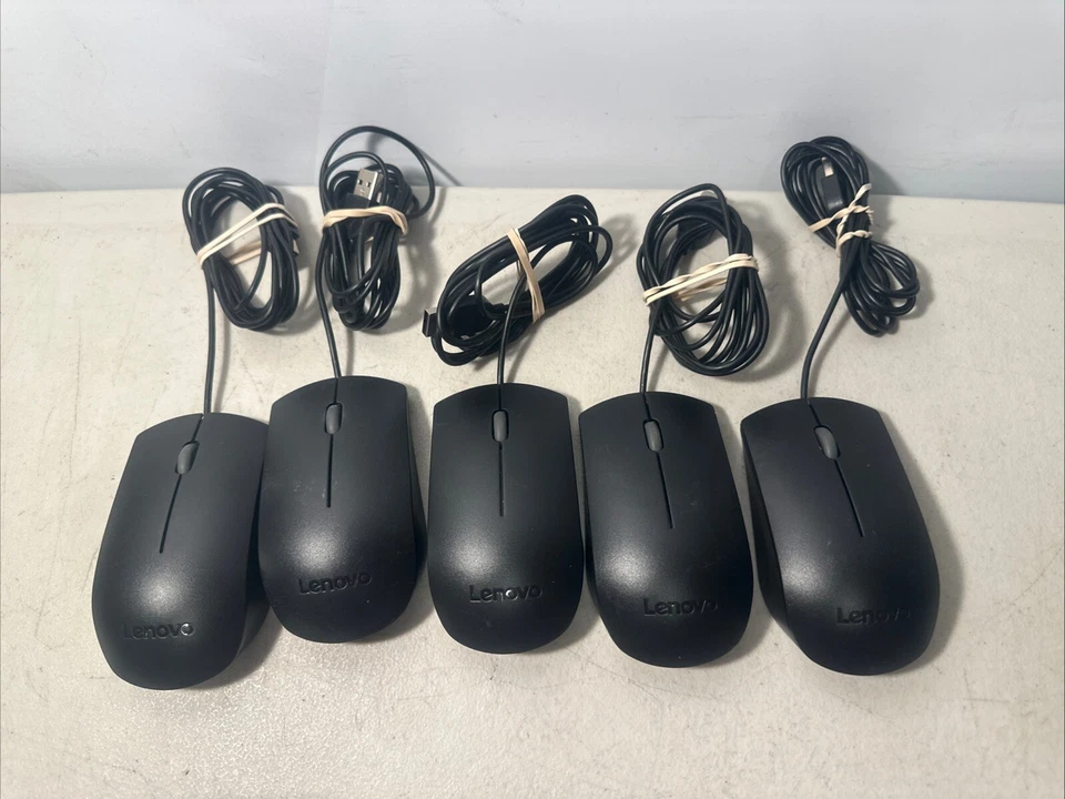Lot Of 5 Lenovo Mouse MOIUUO USB Optical 2-Button Scroll Wheel Mouse Wired - Image 2 of 2