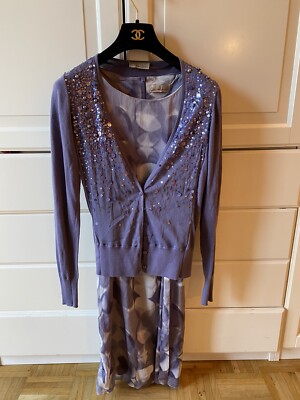 Apriori by Escada Abendkleid und strickjacke 34 Seide Lavendel wie Neu