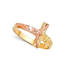 GOLD - 14K Two Tone Gold Crucifix Ring