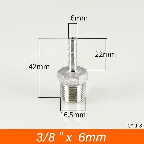 Stainless Male Thread Pipe Fitting x Barb Hose Tail Connector BSP 1/8" to 4" - Bild 15 von 86