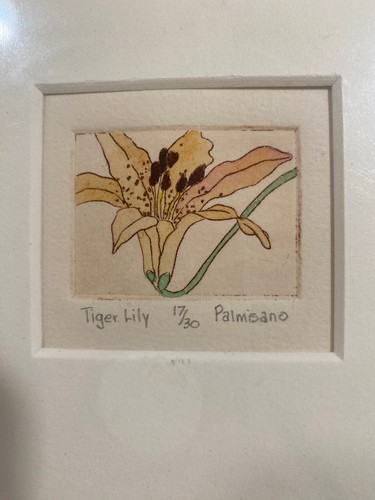 Lane Palmisano Watercolor Etching "Tiger Lily" - Vintage 1991 - 17/30 - Picture 2 of 6