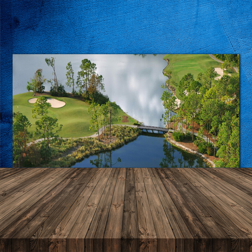 Crédence de cuisine en verre 120x60 Nature Lac pour sublimer votre plan de travail