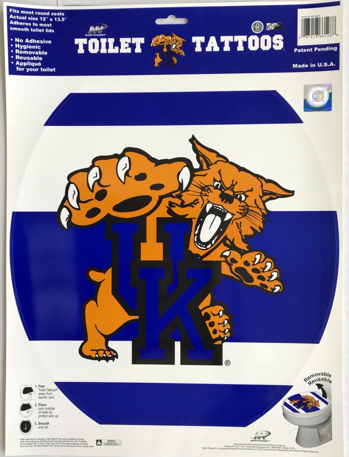 Officially Licensed NCAA-Kentucky Wildcats Toilet Tattoos- Round/Standard