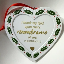 Hallmark-DaySpring Ornament Gift I THANK MY GOD Heart Small 529421