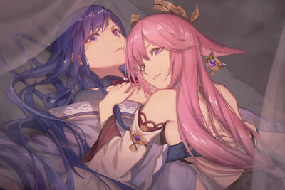 Anime Girls Raiden Shogun Genshin Impact Yae Miko  Gaming Mat Desk 33453