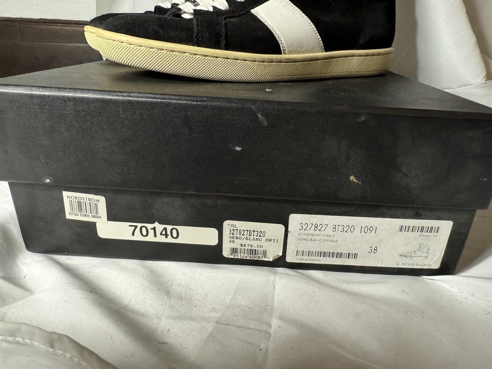 Sneakers alte Saint Laurent SL 02H bianche e nere in pelle scamosciata taglia 38