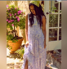 NWT Free People Tiers For You Floral Printed Sheer Lace Flowy Maxi Dress M