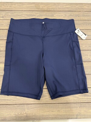 Ideology Performance Plus Size 2X Indigo Seam Shorts Recycled Polyester & Spande