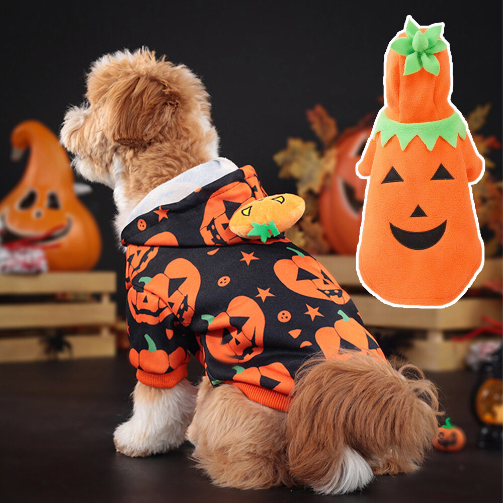 Pet Clothes Costumes Party Dress Dog Puppy Halloween Pumpkin Fleece Outfit