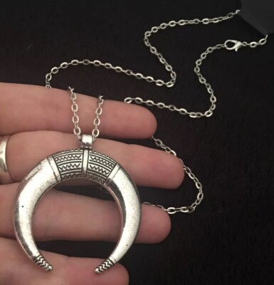 X Large Moon Horn Necklace Long 30 