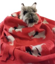 DOG SIZE FLEECE BLANKETS, Pet Blanket Travel Throw Cover, SCOTTISH TERRIER RED