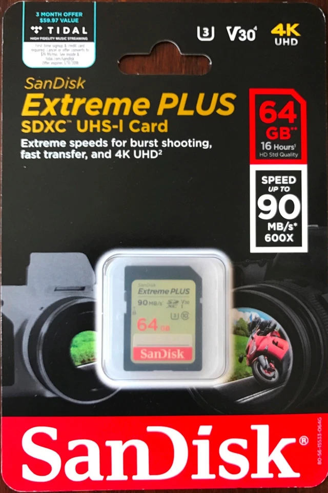 SANDISK SDSDXSF-064G-ANCIN 64GB SanDisk Extreme PLUS SDXC U3 V30 4K Memory Card - Image 4 of 4